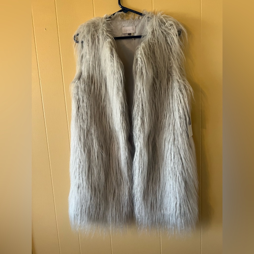 1.State faux fur vest small